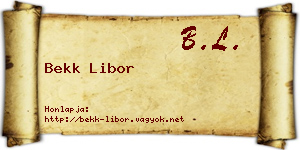 Bekk Libor névjegykártya
